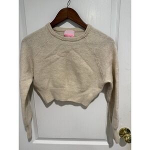 Crush Cashmere cropped crewneck sweater ‎ Beige Ivory Size 2(medium)